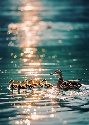 JPG 동물 편집이미지 여러마리 오리 사람없음 야외 물 파란색 강 수영 어미 윤슬 편집실사 AI포토 AI콘텐츠 자연요소 물결 컬러 다수 조류 수상스포츠 CG 파일형식