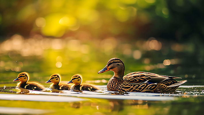 JPG 동물 편집이미지 여러마리 오리 사람없음 야외 초록색 물 강 수영 어미 윤슬 편집실사 AI포토 AI콘텐츠 자연요소 물결 컬러 다수 조류 수상스포츠 CG 파일형식