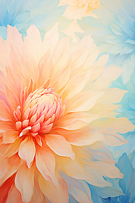 JPG 편집이미지 꽃 백그라운드 붓터치 사람없음 주황색 우아함 질감 유화 이미지편집 편집실사 식물 컬러 컨셉 미술 CG 파일형식