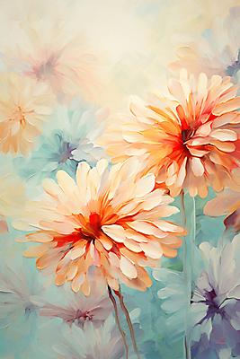 JPG 편집이미지 꽃 백그라운드 붓터치 사람없음 우아함 질감 베이지색 유화 이미지편집 편집실사 식물 컬러 컨셉 미술 CG 파일형식