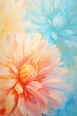 JPG 편집이미지 꽃 백그라운드 붓터치 사람없음 주황색 우아함 질감 유화 이미지편집 편집실사 식물 컬러 컨셉 미술 CG 파일형식