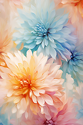 JPG 편집이미지 꽃 백그라운드 붓터치 사람없음 주황색 우아함 질감 유화 이미지편집 편집실사 식물 컬러 컨셉 미술 CG 파일형식