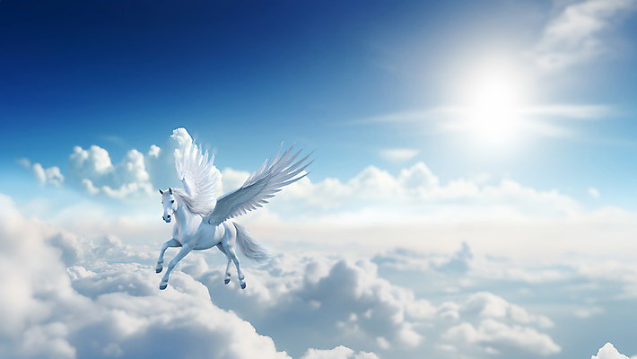 JPG 구름 편집이미지 날개 하늘 사람없음 판타지 태양 비행 말_동물 신비 유니콘 환상 이미지편집 편집실사 AI컴퓨터그래픽 AI콘텐츠 자연요소 컨셉 포유류 상상 CG 파일형식
