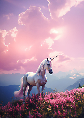 JPG 구름 편집이미지 꽃밭 하늘 뿔 사람없음 판타지 말_동물 신비 유니콘 환상 이미지편집 편집실사 AI컴퓨터그래픽 AI콘텐츠 자연요소 꽃 컨셉 포유류 상상 CG 파일형식
