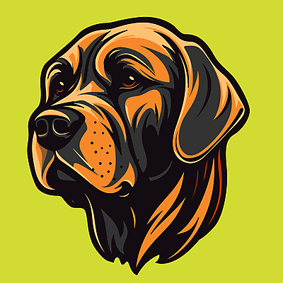 한마리 일러스트 사람없음 노란색 머리 개 강아지 심볼 국내일러스트 AI파일 1 컬러 포유류 신체부위 반려동물 파일형식 벡터