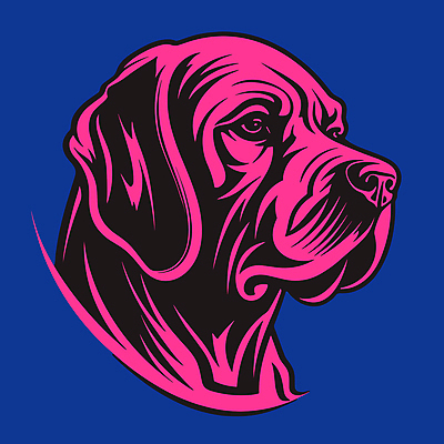 한마리 분홍색 일러스트 사람없음 머리 개 강아지 심볼 국내일러스트 AI파일 1 컬러 포유류 신체부위 반려동물 파일형식 벡터