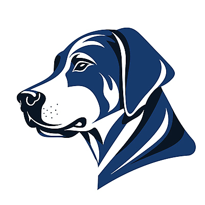 한마리 일러스트 사람없음 파란색 머리 흰색 개 강아지 심볼 국내일러스트 AI파일 1 컬러 포유류 신체부위 반려동물 파일형식 벡터