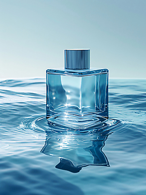 JPG 편집이미지 물결 사람없음 파란색 뷰티 반사 화장품 수면 오브젝트 파장 아이템 공병 편집실사 AI포토 AI콘텐츠 컬러 물 CG 병_담는 파일형식