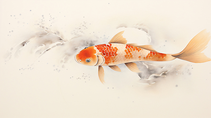 JPG 일러스트 어류 사람없음 동양화 디지털합성 그림 번짐 잉어 비단잉어 국내일러스트 AI일러스트 AI콘텐츠 미술 수중동물 민물고기 파일형식 효과