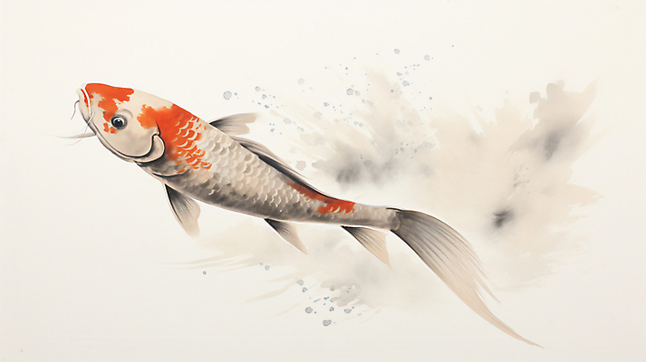 JPG 일러스트 어류 사람없음 동양화 디지털합성 그림 튀는물 번짐 잉어 비단잉어 국내일러스트 AI일러스트 AI콘텐츠 미술 수중동물 민물고기 액체표현 스플래쉬 파일형식 효과