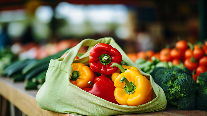 JPG 편집이미지 식재료 파프리카 사람없음 장보기 상점 시세 장바구니 디지털합성 마트 편집실사 AI포토 AI콘텐츠 채소 금융 쇼핑 바구니 CG 파일형식