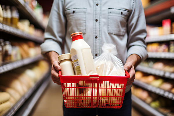 JPG 편집이미지 남자 식재료 한명 들기 상반신 앞모습 장보기 상점 시세 장바구니 디지털합성 마트 빵봉지 남자한명만 편집실사 AI인물포토 AI콘텐츠 1 빵 뷰포인트 모션 봉투 사람 금융 쇼핑 바구니 CG 남자만 파일형식 AI포토