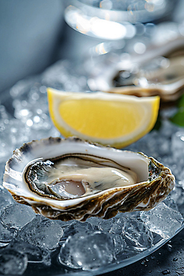 JPG 편집이미지 음식 식재료 사람없음 얼음 굴 신선 레몬 해산물 디지털합성 제철 산지직송 편집실사 AI포토 AI콘텐츠 자연요소 과일 어패류 CG 파일형식 직송