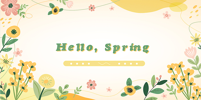 선 잎 꽃무늬 일러스트 봄꽃 프레임 사람없음 노란색 봄 오브젝트 카피스페이스 국내일러스트 AI파일 식물 계절 꽃 컬러 무늬 공백 파일형식 벡터