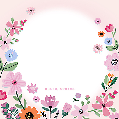 분홍색 잎 꽃무늬 일러스트 봄꽃 프레임 사람없음 봄 오브젝트 카피스페이스 국내일러스트 AI파일 식물 계절 꽃 컬러 무늬 공백 파일형식 벡터