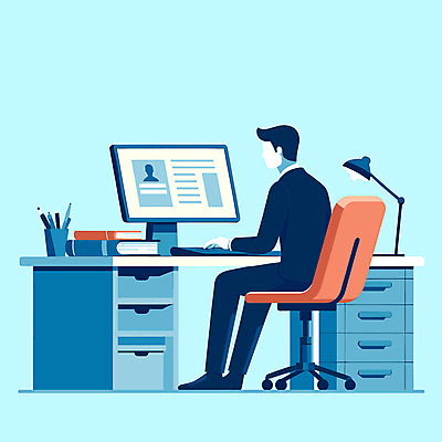 전신 남자 의자 일러스트 회사 조명 한명 사람 앉기 성인 책 컵 파란색 컴퓨터 연필 펜 모니터 키보드 비즈니스맨 책상 서랍장 문서 펜꽂이 성인남자한명만 국내일러스트 AI파일 1 식기 컬러 가구 비즈니스 모션 문구용품 학용품 전자제품 필기구 직장인 남자한명만 성인남자만 파일형식 벡터
