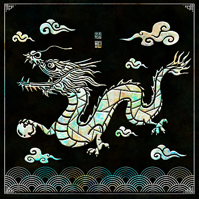 PSD 구름 전통 문양 일러스트 사람없음 검은색 용띠 나전칠기 자개 청룡 갑진년 국내일러스트 자연요소 컬러 십이지신 용 공예품 전통공예 파일형식 2024년 사방신