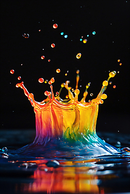 JPG 편집이미지 순간포착 사람없음 반사 물방울 액체 혼합 디지털합성 튀는물 스플래쉬 편집소스 편집실사 AI포토 AI콘텐츠 촬영기법 CG 액체표현 파일형식