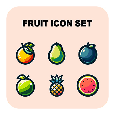 아이콘 오렌지 과일 단면 수박 사람없음 배 사과 파인애플 블루베리 2D아이콘 AI파일 열대과일 파일형식 벡터