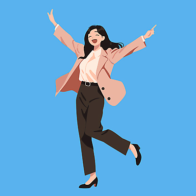 전신 여자 구두 일러스트 비즈니스 한명 미소 웃음 정장 성인 기쁨 만세 직장인 비즈니스우먼 비즈니스캐릭터 만족 출근 성인여자한명만 국내일러스트 일러캐릭터 AI파일 직업 캐릭터 1 옷 감정 신발 모션 표정 사람 출퇴근 여자한명만 성인여자만 파일형식 벡터