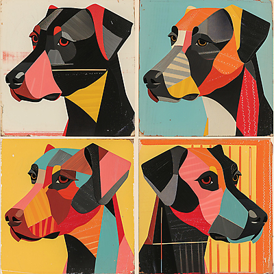 JPG 예술 일러스트 추상 미술 사람없음 컬러풀 개 강아지 디지털합성 그림 지오메트릭 국내일러스트 AI일러스트 AI콘텐츠 컬러 무늬 포유류 문화예술 반려동물 파일형식