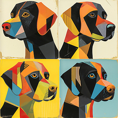 JPG 예술 일러스트 추상 미술 사람없음 컬러풀 개 강아지 디지털합성 그림 지오메트릭 국내일러스트 AI일러스트 AI콘텐츠 컬러 무늬 포유류 문화예술 반려동물 파일형식