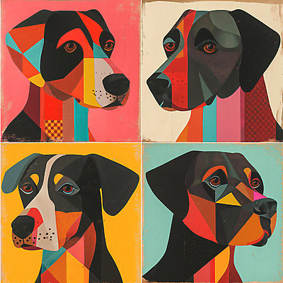 JPG 예술 일러스트 추상 미술 사람없음 컬러풀 개 강아지 디지털합성 그림 지오메트릭 국내일러스트 AI일러스트 AI콘텐츠 컬러 무늬 포유류 문화예술 반려동물 파일형식