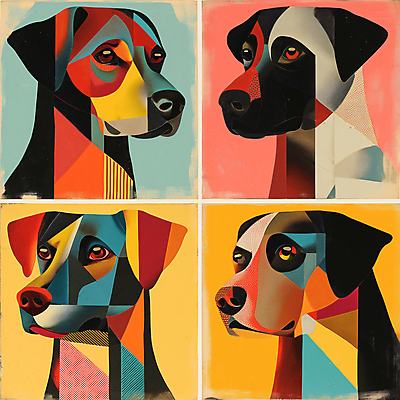 JPG 예술 일러스트 추상 미술 사람없음 컬러풀 개 강아지 디지털합성 그림 지오메트릭 국내일러스트 AI일러스트 AI콘텐츠 컬러 무늬 포유류 문화예술 반려동물 파일형식