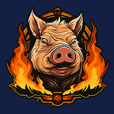 한마리 얼굴 일러스트 불꽃 사람없음 돼지 심볼 국내일러스트 AI파일 1 포유류 불 신체부위 파일형식 벡터