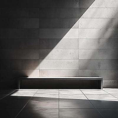JPG 편집이미지 건축 벽 백그라운드 벤치 바닥 실내 그림자 사람없음 인테리어 햇빛 공간 회색 디지털합성 질감 콘크리트 편집소스 비어있는 편집실사 AI포토 AI콘텐츠 디자인 컬러 의자 내부 태양 CG 파일형식
