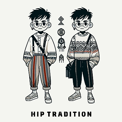 남자 안경 신발 무늬 가방 일러스트 청소년 두명 유행 전통의상 스웨터 멜빵 퓨전 주머니손 코디 십대남자만 안경낌 힙스터 국내일러스트 AI파일 전통 잡화 패션 상의 모션 사람 남자만 십대만 파일형식 벡터
