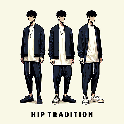 전신 패션 남자 신발 일러스트 도안 캐주얼 세명 유행 재킷 전통의상 스니커즈 퓨전 남자만 힙스터 국내일러스트 AI파일 전통 옷 운동화 사람 외투 파일형식 벡터