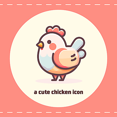 분홍색 동물캐릭터 스티커 일러스트 사람없음 귀여움 닭 닭캐릭터 다홍색 일러캐릭터 AI파일 동물 캐릭터 컬러 컨셉 조류 파일형식 벡터