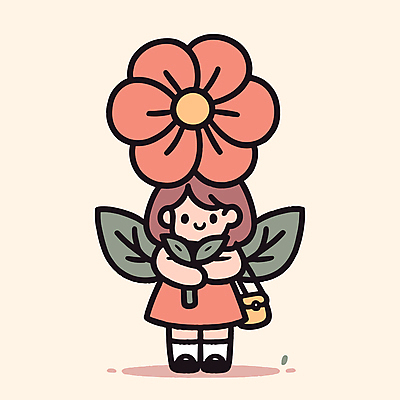 전신 여자 꽃 어린이 분홍색 잎 가방 일러스트 자연 한명 서기 들기 소녀 귀여움 잡기 큼 소녀한명만 아기자기 국내일러스트 AI파일 식물 1 잡화 컬러 컨셉 모션 사람 크기 생태계 여자한명만 소녀만 파일형식 벡터