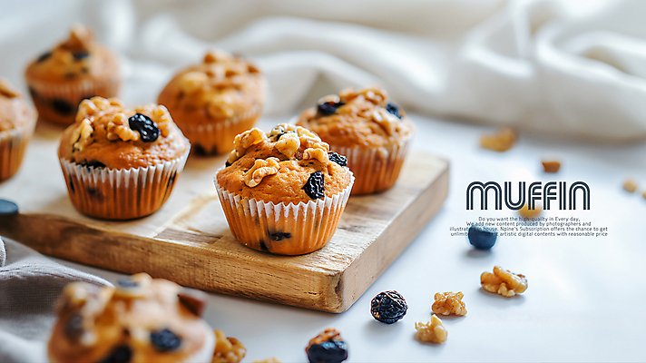 PSD 편집이미지 음식 디저트 사람없음 목재 달콤 천 호두 머핀 건포도 나무도마 이미지편집 나무 빵 재료 포도 도마 견과류 직물 맛 건과일 파일형식