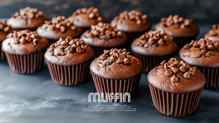 PSD 편집이미지 음식 디저트 사람없음 초콜릿 달콤 머핀 초콜릿머핀 2025년 트렌드컬러 이미지편집 모카무스 빵 컬러 맛 연도 파일형식