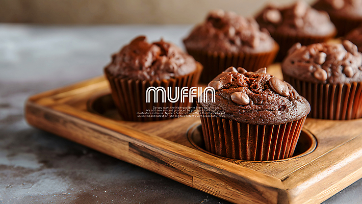 PSD 편집이미지 음식 디저트 틀 사람없음 달콤 머핀 나무접시 초콜릿머핀 이미지편집 접시 빵 맛 파일형식