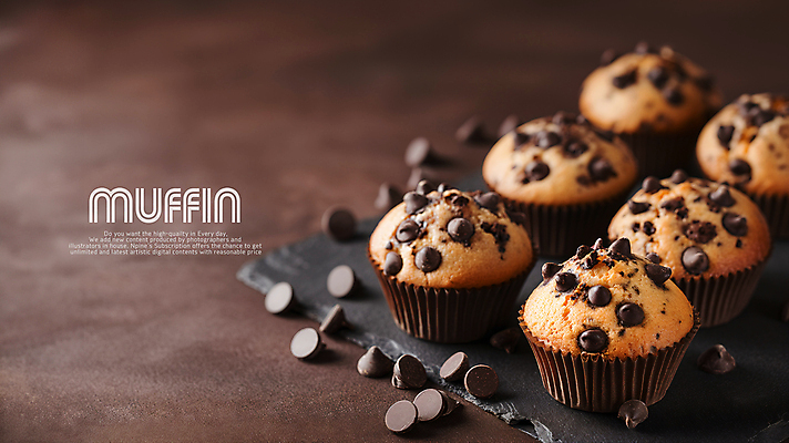PSD 편집이미지 음식 디저트 사람없음 초콜릿 달콤 머핀 초코칩 초콜릿머핀 이미지편집 빵 맛 파일형식