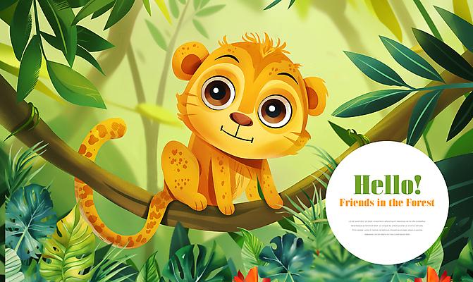 PSD 나무 동물 편집이미지 꽃 잎 타이포그라피 사람없음 귀여움 원숭이 숲속 이미지편집 식물 문자 컨셉 포유류 숲 파일형식