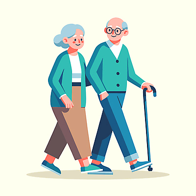 전신 클립아트 캐릭터 여자 할아버지 노년 남자 안경 할머니 일러스트 지팡이 두명 걷기 산책 실버 노인만 국내일러스트 일러캐릭터 AI파일 잡화 모션 휴식 사람 성인 성인만 파일형식 벡터