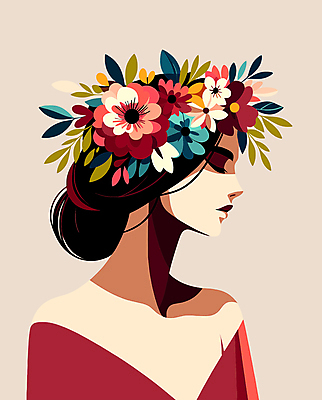 캐릭터 여자 꽃 잎 일러스트 자연 나뭇잎 한명 성인 눈감음 화관 화려 성인여자한명만 국내일러스트 일러캐릭터 AI파일 식물 1 컨셉 모션 사람 생태계 여자한명만 성인여자만 파일형식 벡터