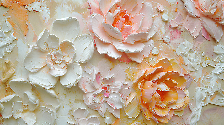 JPG 편집이미지 꽃 백그라운드 페인팅 사람없음 물감 화려 질감 유화 편집실사 AI포토 AI콘텐츠 식물 컨셉 미술 미술도구 CG 파일형식