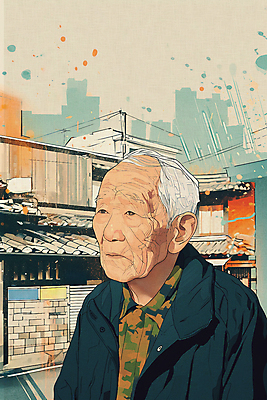 JPG 할아버지 노년 남자 일러스트 한명 상반신 실버 고독 사회이슈 고령화 독거노인 노인남자한명만 국내일러스트 AI일러스트 AI콘텐츠 1 감정 컨셉 사람 성인 남자한명만 노인남자만 파일형식