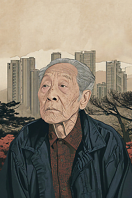 JPG 나무 할아버지 노년 남자 일러스트 아파트 한명 상반신 도시 실버 고독 사회이슈 고령화 독거노인 노인남자한명만 국내일러스트 AI일러스트 AI콘텐츠 식물 1 감정 컨셉 주택 사람 성인 남자한명만 노인남자만 파일형식