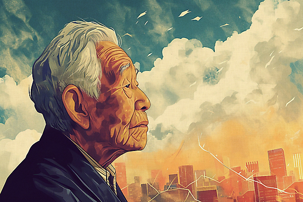 JPG 구름 할아버지 노년 남자 일러스트 하늘 한명 빌딩 상반신 실버 고독 사회이슈 고령화 독거노인 노인남자한명만 국내일러스트 AI일러스트 AI콘텐츠 자연요소 1 감정 컨셉 사람 성인 건물 남자한명만 노인남자만 파일형식