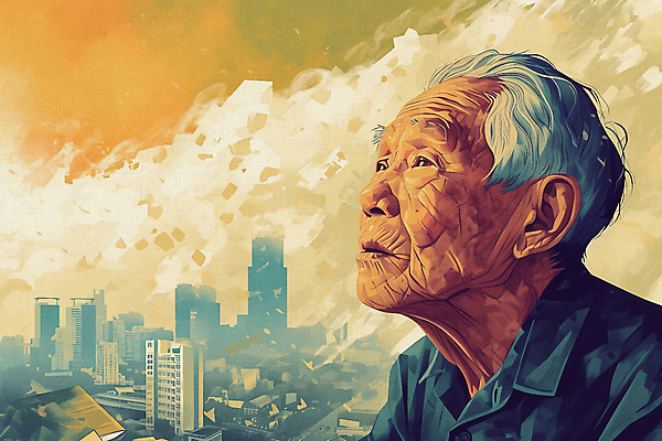 JPG 할아버지 노년 남자 일러스트 한명 상반신 도시 실버 고독 사회이슈 고령화 독거노인 노인남자한명만 국내일러스트 AI일러스트 AI콘텐츠 1 감정 컨셉 사람 성인 남자한명만 노인남자만 파일형식