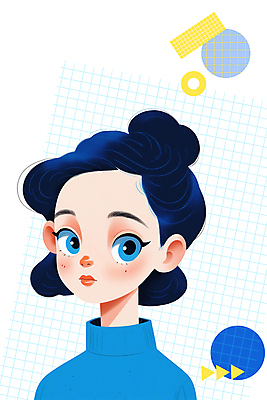 도형 PSD 응시 여자 패션 일러스트 한명 상반신 성인 파란색 뷰티 귀여움 성인여자한명만 국내일러스트 1 시선 컬러 컨셉 사람 여자한명만 성인여자만 파일형식
