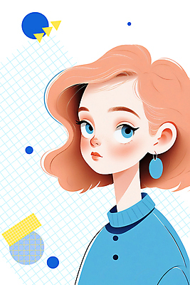 도형 PSD 응시 여자 패션 일러스트 한명 상반신 성인 파란색 뷰티 귀여움 귀걸이 성인여자한명만 국내일러스트 1 시선 컬러 컨셉 장신구 사람 여자한명만 성인여자만 파일형식