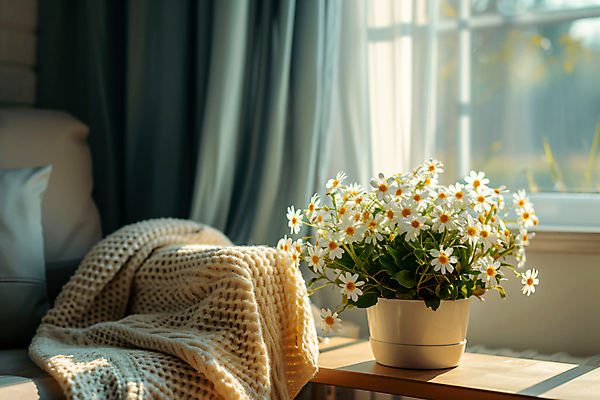 JPG 편집이미지 꽃 화분 쿠션 거실 창문 주택 실내 사람없음 인테리어 소파 커튼 천 디지털합성 편집실사 AI포토 AI콘텐츠 식물 디자인 의자 내부 건물 직물 CG 파일형식