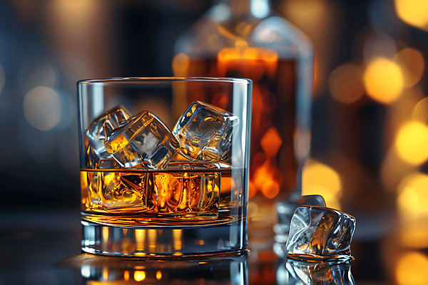 JPG 편집이미지 잔 사람없음 갈색 얼음 병 디지털합성 보케 양주 위스키 편집실사 AI포토 AI콘텐츠 자연요소 식기 컬러 주류 CG 파일형식